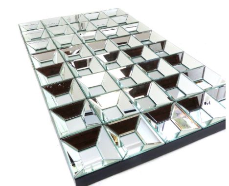 Contemporary mirror, multiple cushion squares, 120 x 74cm
