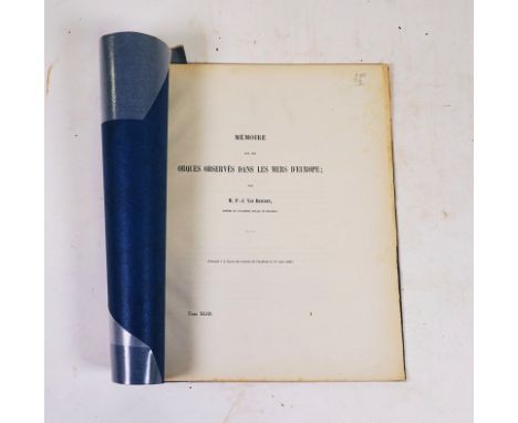 VAN BENEDEN, Pierre-Joseph (1809-94). Memoire sur les Orques. [etc.] VANBENEDEN, Pierre-Joseph (1809-94).  Mémoiresur les Orq
