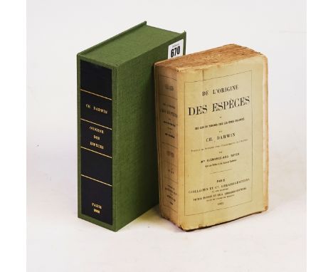 DARWIN, Charles (1809-82). De l' Origine des Especes.DARWIN, Charles (1809-82). &nbsp;De l’ Origine des Espèces ou des Lois d