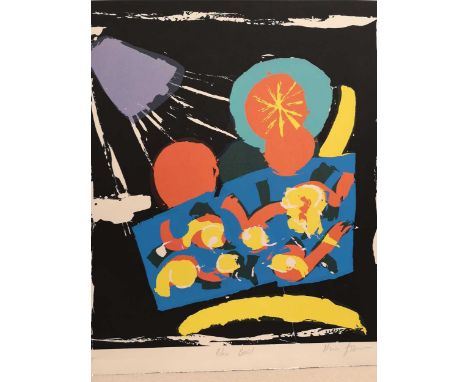 Nine signed silkscreen prints, to include sic itus ad astra, blue bowl, and baby grandmultiples available