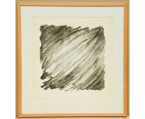 Untitled black wash framed lithograph signed and numbered 11/20 55 x 53cm