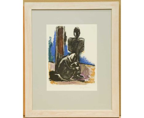 Two Grey Figures, 36/150 signed 'Josef Herman' framed lithograph 39 x 28.5cm