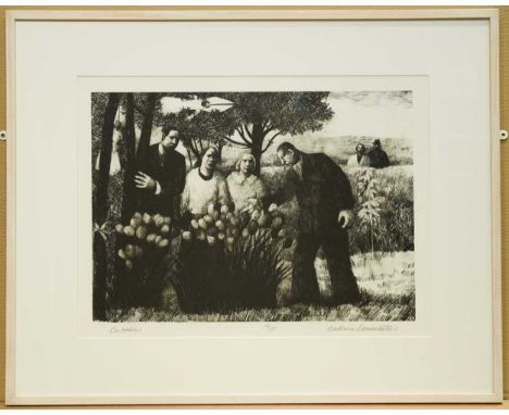 Onlookers signed, titled and numbered 14/25 framed lithograph 53 x 70cm