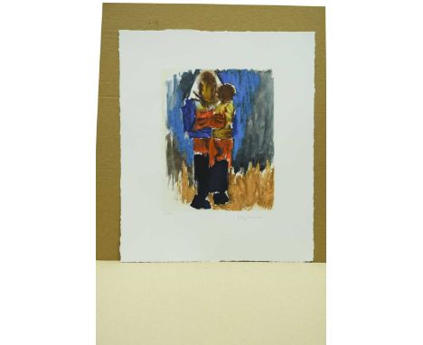 Standing Mother and Child signed 'Josef Herman'; numbered 108/150 lithograph 61 x 51cm unframed multiples available