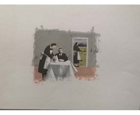 Dinner for One lithograph 56 x 75cm, unframed