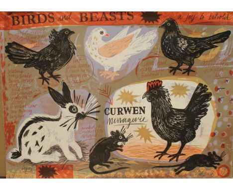 Birds and Beasts, artist's proof signed 'Mark Hearld' lithograph 75 x 101.5cm, unframed