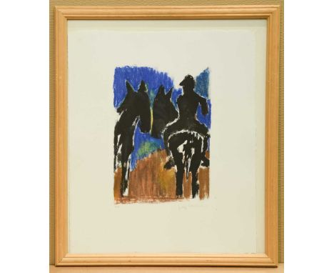 Horse Riders signed and numbered 8/150 framed lithograph 61 x 51cm