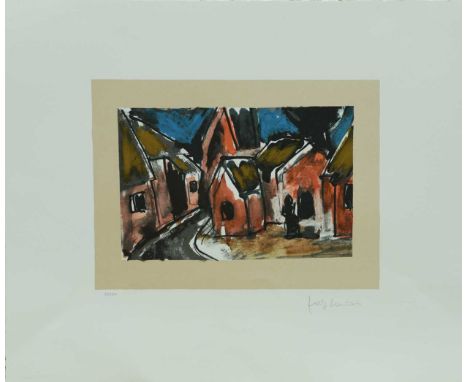 Village Street signed 'Josef Herman'; numbered 73/150 lithograph 51 x 60cm. unframed multiples available