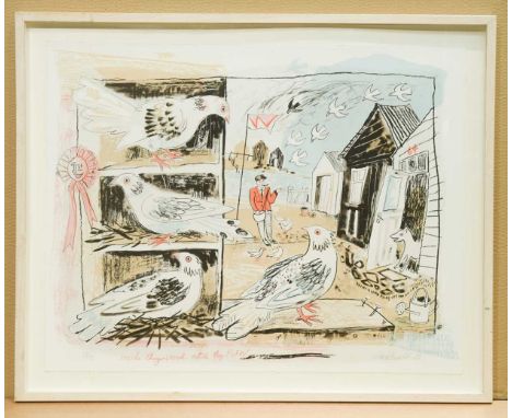 Pigeon Loft signed and numbered 58/75 framed lithograph 63 x 81cm