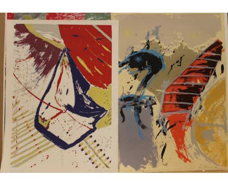 A folio of screenprints, all unframed, multiples available: Three Shod With A Weapon That's Hard To Aim, 1977, 11/20 84 x 60c