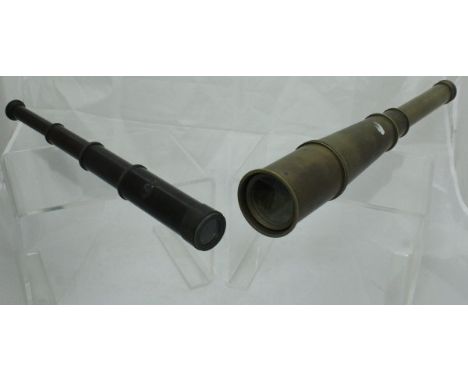 A replica 15" three draw telescope stamped "W. Ottway & Co., Ealing London 1915", together with a further replica 32" three d