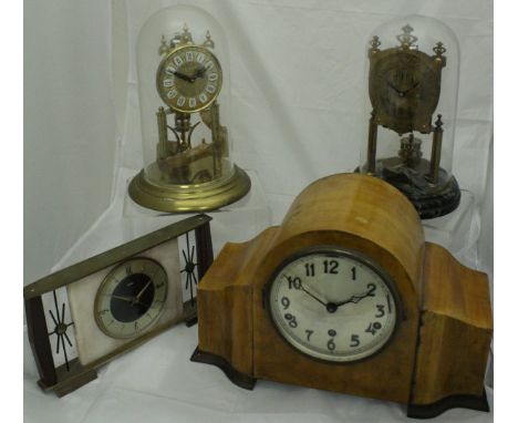 Two 365 day clocks, an Art Deco mantle clock and a Metamec mantle clock
