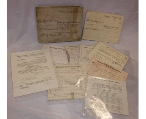 A collection of various Deeds, share Certificates, Dividend Statements, maps etc