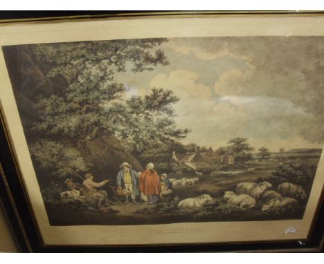 FLORA EGERTON "Horses in a landscape with cottage by lake", watercolour, signed bottom left, together with AFTER GEORGE MORLA