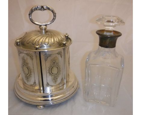 A late 20th Century silver mounted decanter, inscribed "Baccarat France" and the silver mount "Asprey" (by Asprey & Co., Lond