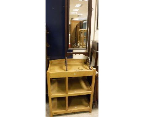 A Mamas and Papas stained beech baby unit, a modern cherrywood bookcase cabinet with adjustable shelving over two doors, two 