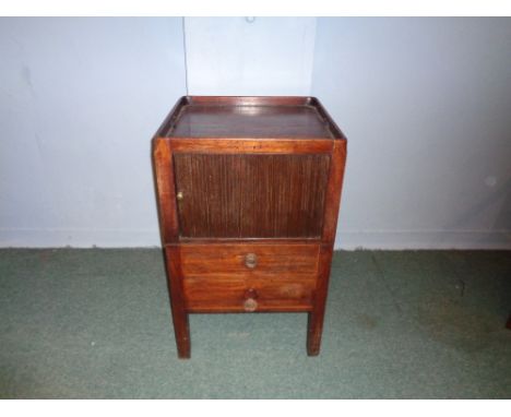 A French mahogany tambour fronted bedside commode 