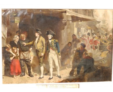 After Fred Roe - A Victorian colour Nelson print - 'Bound for Trafalgar's Bay', Henry Sotheran label to verso, 20.5" x 31".