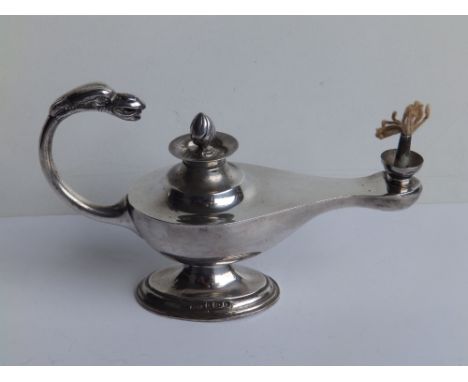 A silver Aladdin's  lamp  table lighter - WHW, Birmingham 1901,  5.8" across.