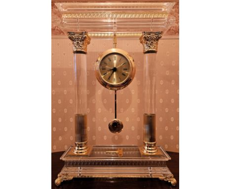 Large 20th century gilt and Perspex column form mantle clock. Approx. 53cms H
reasonable used condition not tested