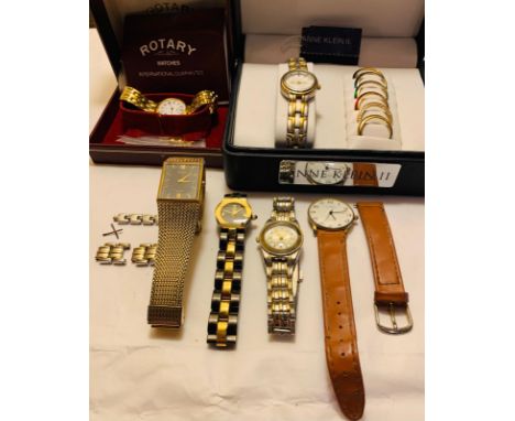 ANNE KLEIN II INTER CHANGEABLE WATCH (NOT TESTED), BOXED; ROTARY WATCH (NOT TESTED), BOXED; BIJOUX TERNER WATCH (NOT TESTED);