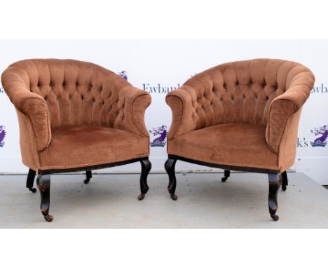 Early 20th century button back tub chairs