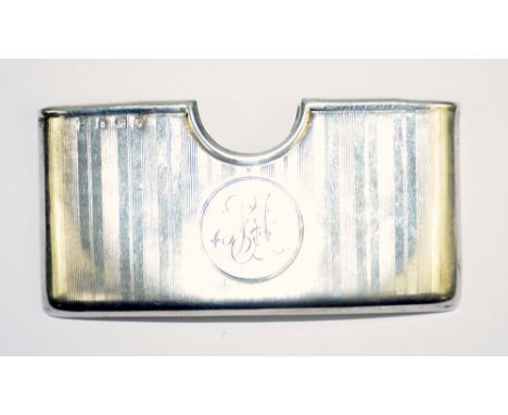 Silver pocket card case with engine turned bands, Birmingham 1913