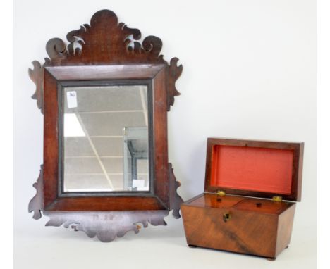 Fretwork mirror and a tea caddy