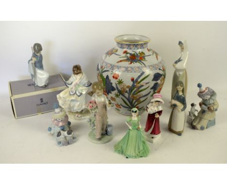 Royal Doulton figure 'Sophie' (HN2833), Coalport figures 'Stella' and 'Visiting Day', five Lladro figures including models 52