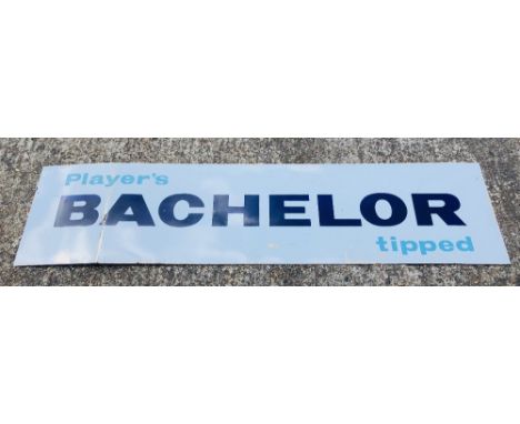 A vintage 'Players Bachelor tipped' enamel advertising sign, 180cm long.