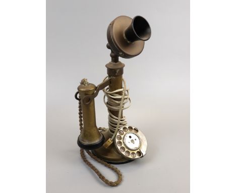 Early 1900s brass candlestick style telephone in working order 