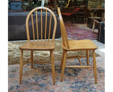 Pair of blonde elm Ercol dining chairs 