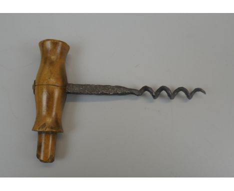 Olivewood and blacksmith forged corkscrew 