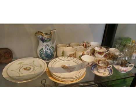 Collectables to include Coronation ware, oil lamp etc. 