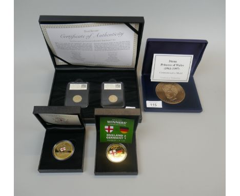 Collection of coins and medallions to include first and last date stamped 