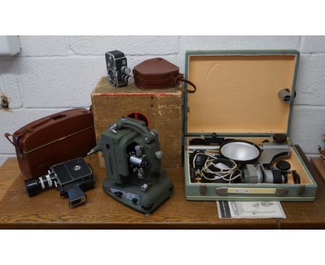 Bolex cine cameras & projector together with an enlarger 