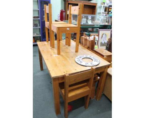 Pine Table, five Chairs &amp; a bench