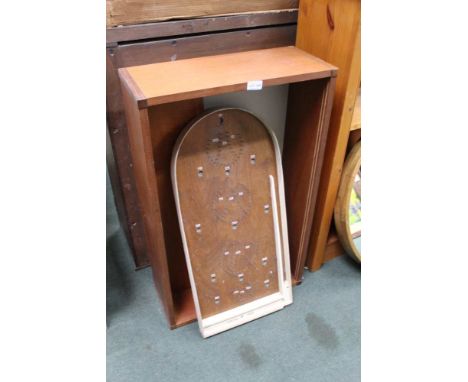 Corinthian Senior Bagatelle board together with a teak hanging cabinet with glass doors