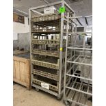 CRATE RACK W/ PLASTIC BREAD CRATES