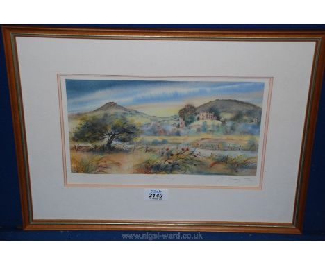 A framed and mounted limited edition Print no. 355/900 of Abergavenny, signed McDonald.