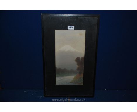 A framed and mounted Japanese Watercolour signed lower right, K. Yamanoi.