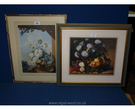 A framed and mounted George Baxter print 'The Gardeners shed' along with 'Hydrangea in an urn' by Johan Jensen.