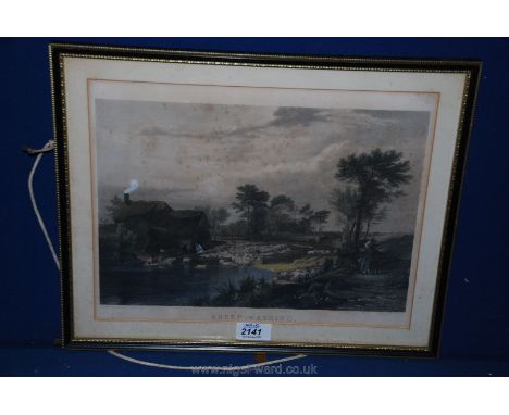 Sheep Washing, coloured Print from painting by Sir James Wilkie R.A., engr. Finden.