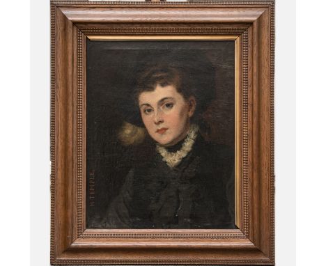 Hans Temple (1857-1931), portrait of a girl, oil on canvas, signed bottom left, framed, 50 x 40 cm.