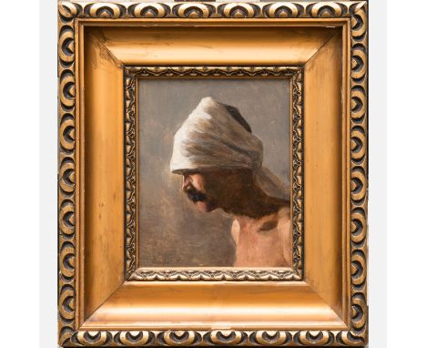 Ferenc Eisenhut (1857-1903), portrait of an oriental, signed bottom left, oil on wooden panel, 27 x 21,5 cm.