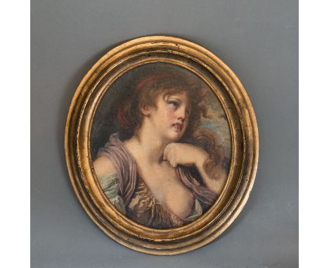 Jean Babtist Greuze (1725 – 1805) - Follower, girl portrait, oil on canvas, framed, on the reverse described, 33 x 27 cm.
