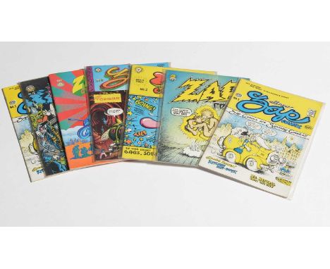 Zap Comix, No.0 (eighth print) and Zap Comix, No.1 (fourth print, yellow cover); Zap Comix, No.1 (sixth print), Zap Comics, N