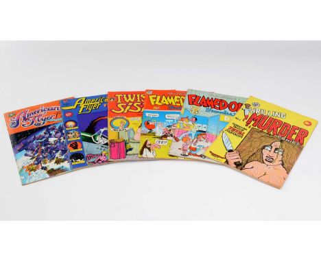 Thrilling Murder Comics, No.1. (second print); Twisted Sisters Comics, No.1.; Flamed-Out Funnies, No's. 1 and 2; and American