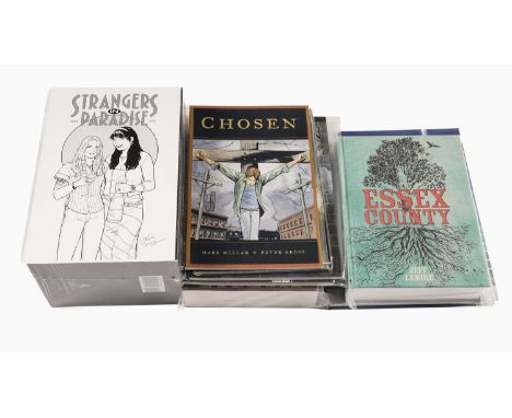 Graphic novels by independent publishers: Strangers in Paradise Omnibus, 2 volumes in slipcase, sealed together with a Strang