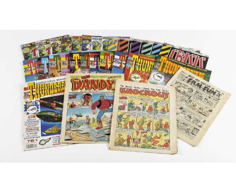 Thunderbirds The Comic No. 1, 2 and 3 (with badges), No's. 4-12; Crisis No's. 1-6; Toxic No's. 1-11 and three vintage British